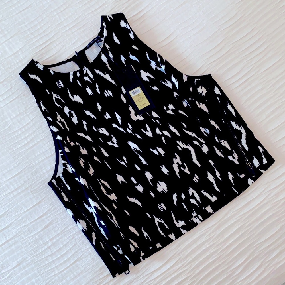 New w/ Tags Rachel Zoe Black Optic White Crop Top